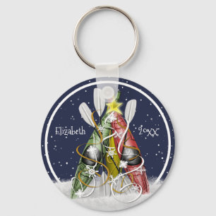 Kayak Christmas Tree kayaking paddling custom Key Ring