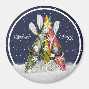 Kayak Christmas Tree winter kayaking paddling Magnet