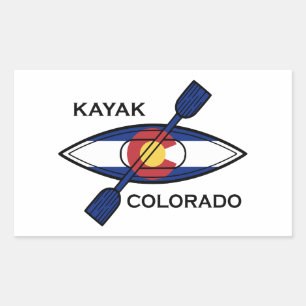 Kayak Colorado Flag Rectangular Sticker