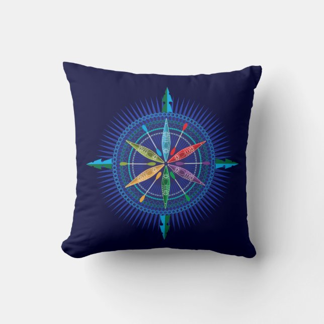 Kayak Compass Rose pillow (Front)
