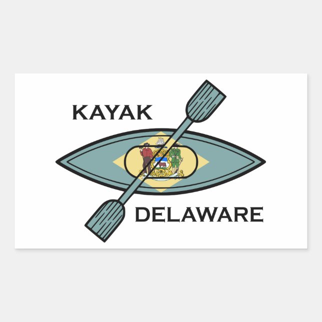 Kayak Delaware Flag Rectangular Sticker (Front)