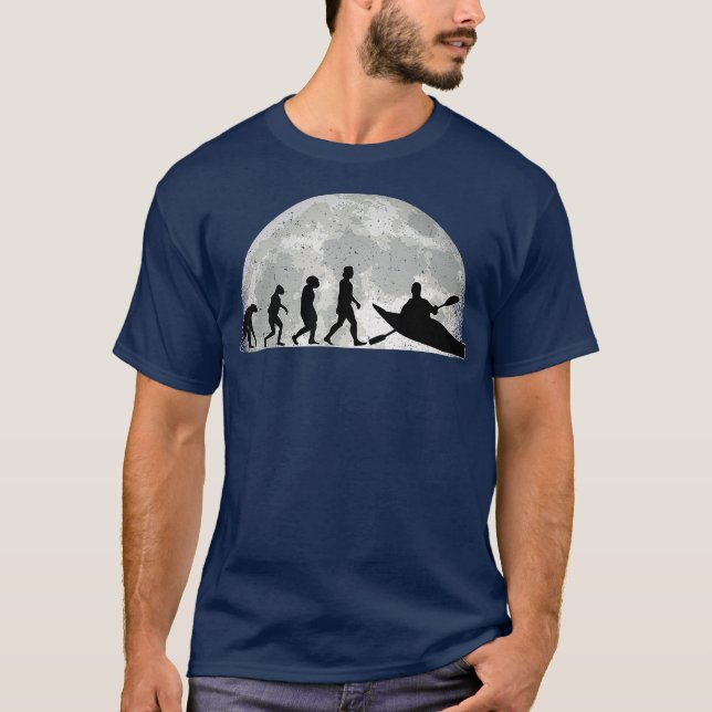Kayak Evolution Moon Kayakers Paddling canoe T-Shirt (Front)
