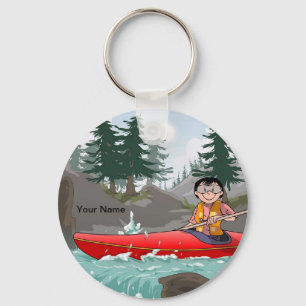 Kayak - Female Cartoon by PrintedPerfection.com Key Ring