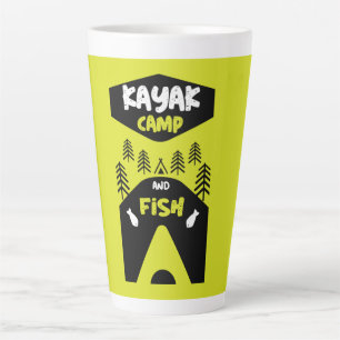 Kayak fish and camp fishing trip gifts glass latte mug