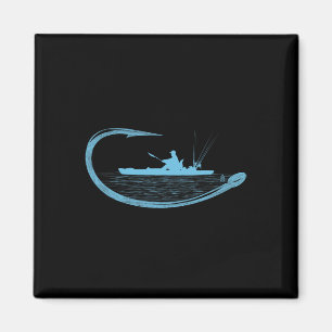 Kayak Fisherman Fishing Hook Graphic Kayaker Angli Magnet