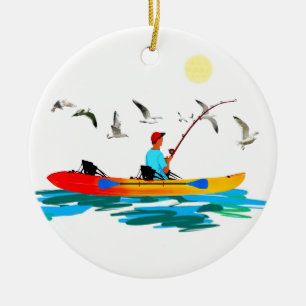 Kayak Fishing Ceramic Ornament