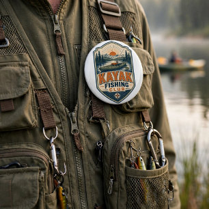 Kayak Fishing Club - Vintage Retro Outdoor Fishing 6 Cm Round Badge