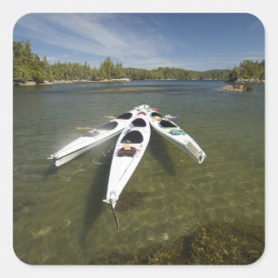 Kayak Fleet at Rest During Late Afternoon at Square Sticker