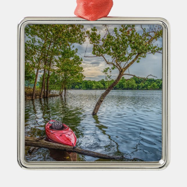 Kayak Floating On Table Rock Lake Metal Ornament (Front)