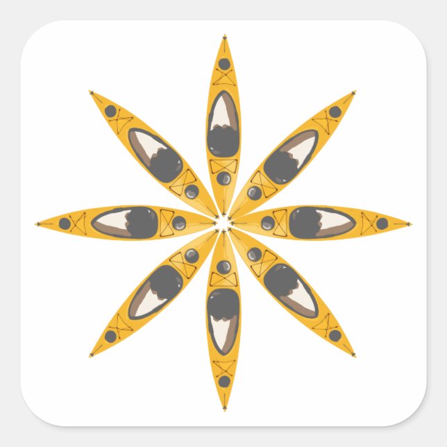 Kayak Flower Square Sticker (Front)