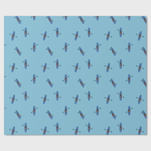 Kayak Gathering Blue Wrapping Paper (Flat)