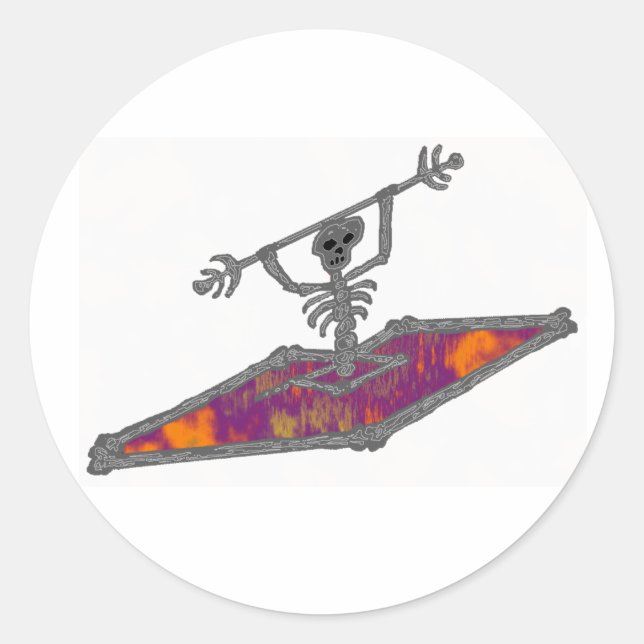 Kayak Gravity Bones Classic Round Sticker (Front)