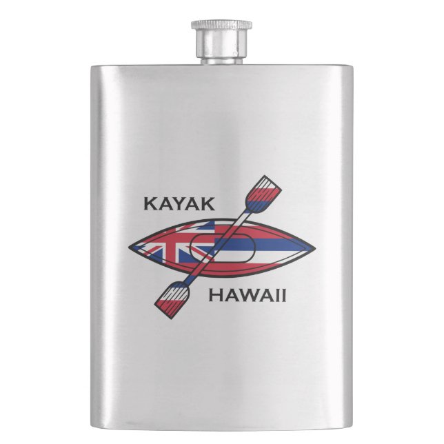 Kayak Hawaii Flag Hip Flask (Front)