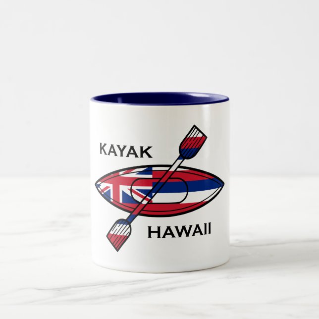 Kayak Hawaii Flag Two-Tone Coffee Mug (Center)