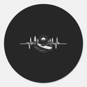 Kayak Heartbeat Canoeing Adventure Camping Nature Classic Round Sticker