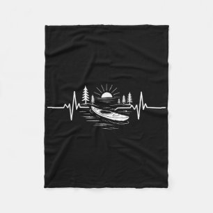 Kayak Heartbeat Canoeing Adventure Camping Nature Fleece Blanket