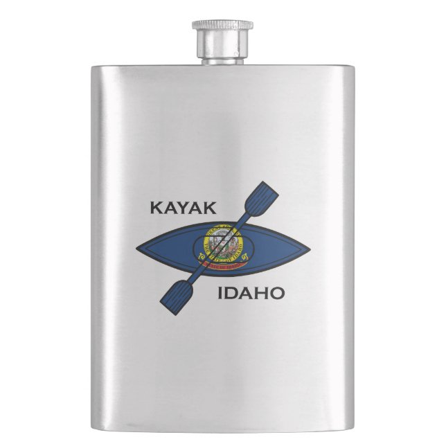 Kayak Idaho Flag Hip Flask (Front)