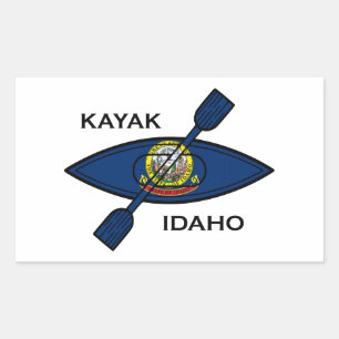 Kayak Idaho Flag Rectangular Sticker