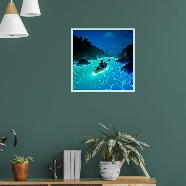 Kayak in Glowing Water Design Poster (Living Room 1)