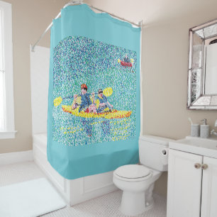 Kayak Kayaking in Pointillism - Shower Curtains