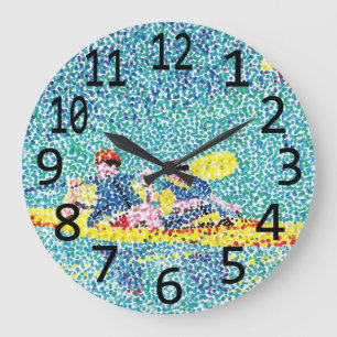 Kayak Kayaking Scene in Pointillism Wall Clocks