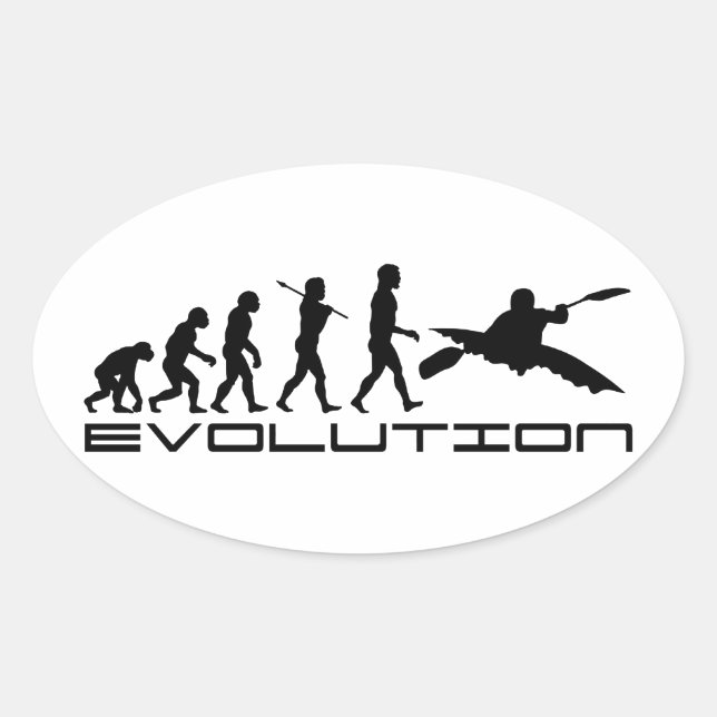 Kayak Kayaking Water Sport Evolution Art Oval Sticker (Front)