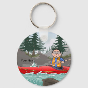 Kayak - Male Cartoon by PrintedPerfection.com Key Ring