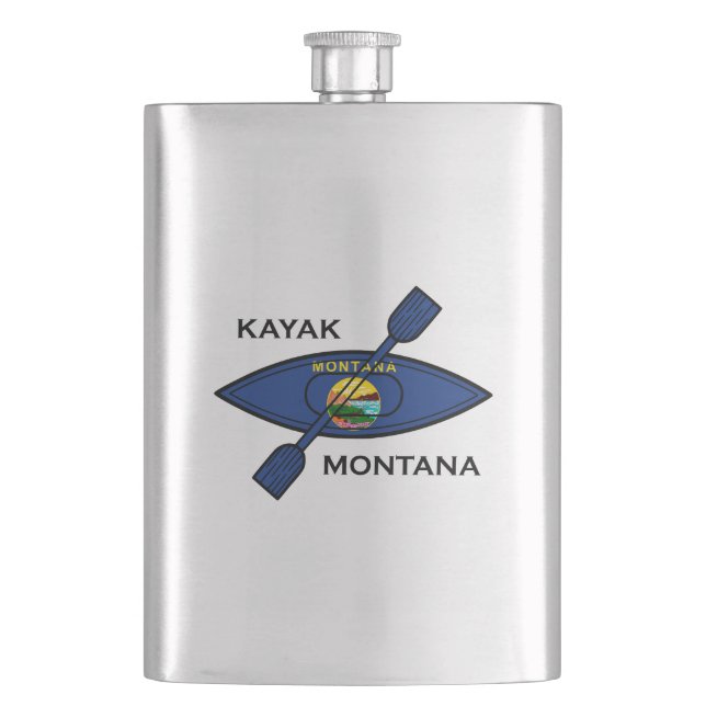 Kayak Montana Flag Hip Flask (Front)