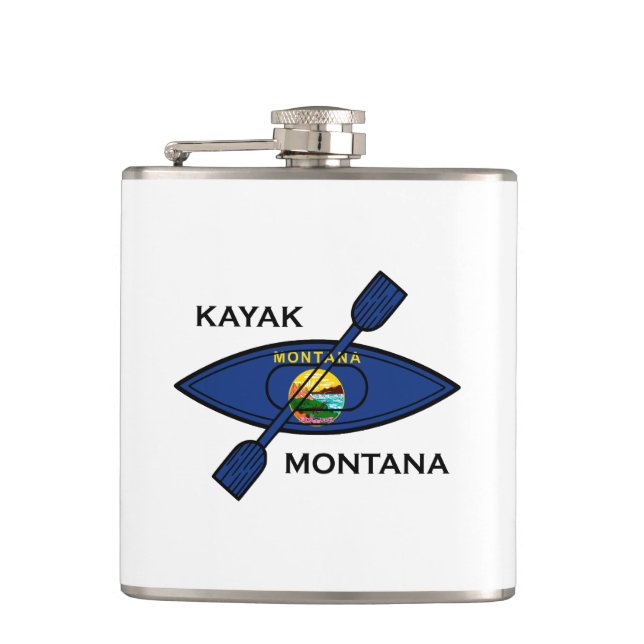 Kayak Montana Flag Hip Flask (Front)