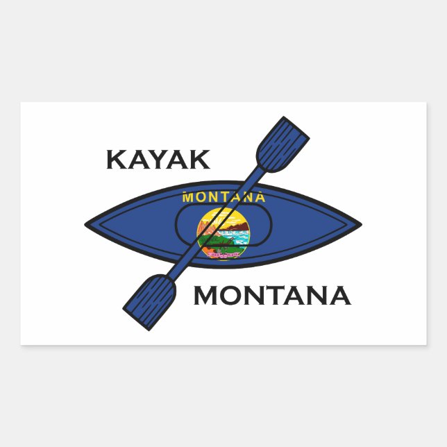 Kayak Montana Flag Rectangular Sticker (Front)