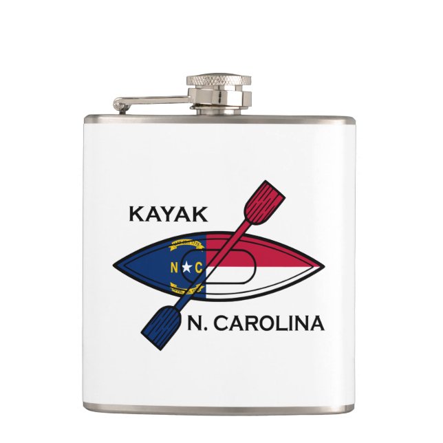 Kayak North Carolina Flag Hip Flask (Front)