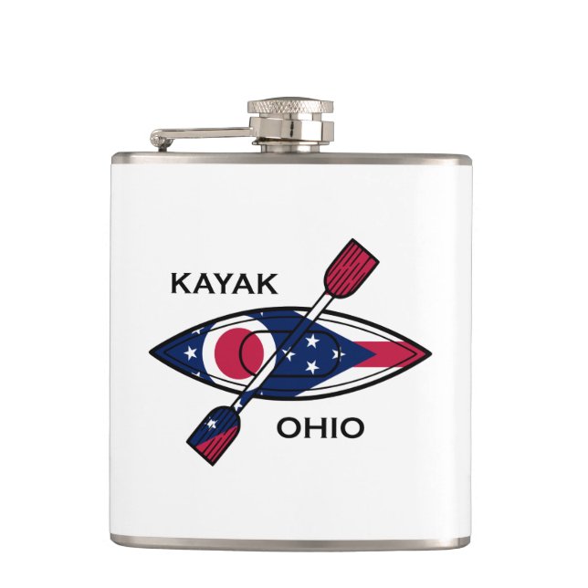 Kayak Ohio Flag Hip Flask (Front)