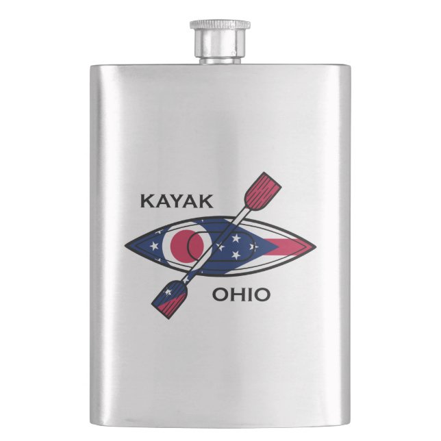 Kayak Ohio Flag Hip Flask (Front)