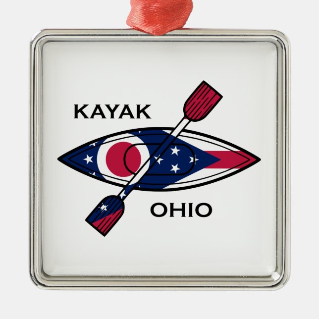 Kayak Ohio Flag Metal Ornament (Front)