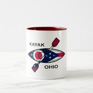 Kayak Ohio Flag Two-Tone Coffee Mug
