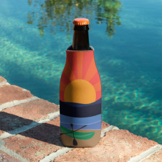 Kayak on the Lake at Sunset Bottle Cooler