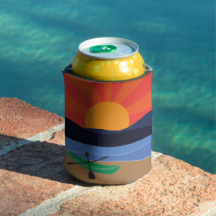 Kayak on the Lake at Sunset Can Cooler