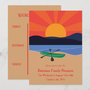 Kayak on the Lake at Sunset Vacation Itinerary & Invitation