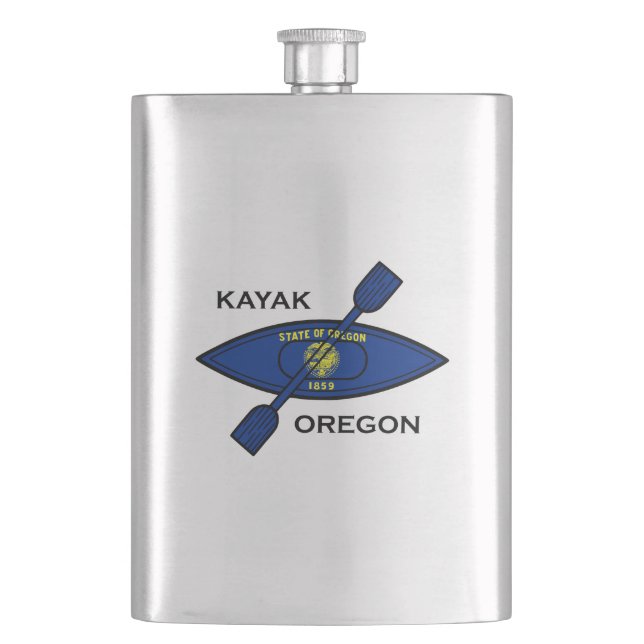 Kayak Oregon Flag Hip Flask (Front)