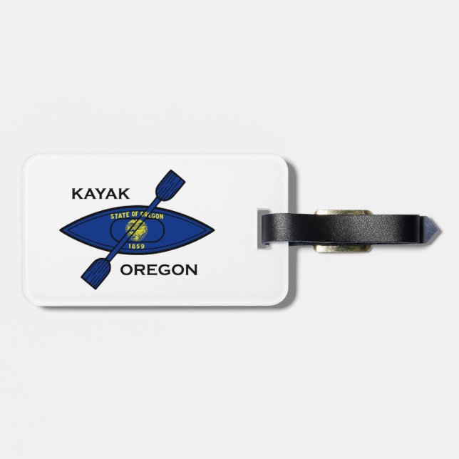 Kayak Oregon Flag Luggage Tag (Back Horizontal)