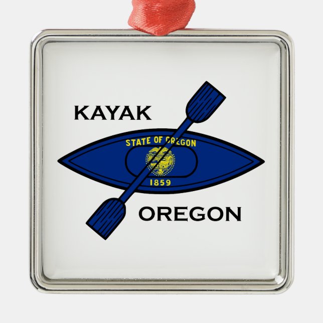Kayak Oregon Flag Metal Ornament (Front)