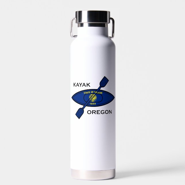 Kayak Oregon Flag Water Bottle (Front)