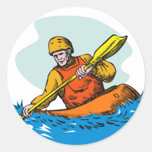 kayak paddler paddling canoe kayaking classic round sticker