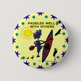 Kayak Paddles Well With Others II 6 Cm Round Badge