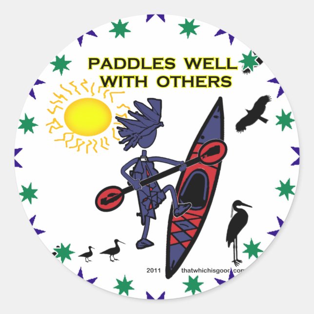 Kayak Paddles Well With Others II Classic Round Sticker (Front)