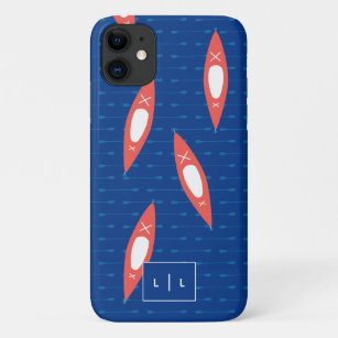 Kayak Personalised Monogram Blue Coral Modern Case-Mate iPhone Case