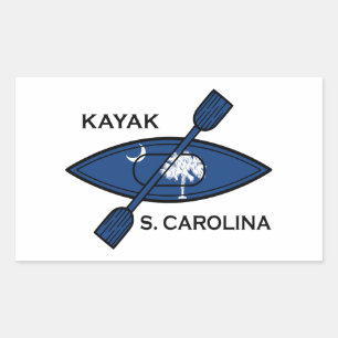 Kayak South Carolina Flag Rectangular Sticker