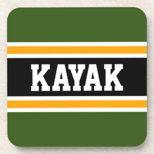 KAYAK Sporty Bold 70s Green Orange Black Stripes Coaster