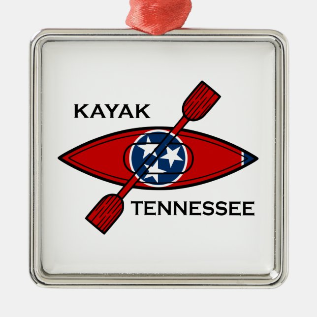 Kayak Tennessee Flag Metal Ornament (Front)