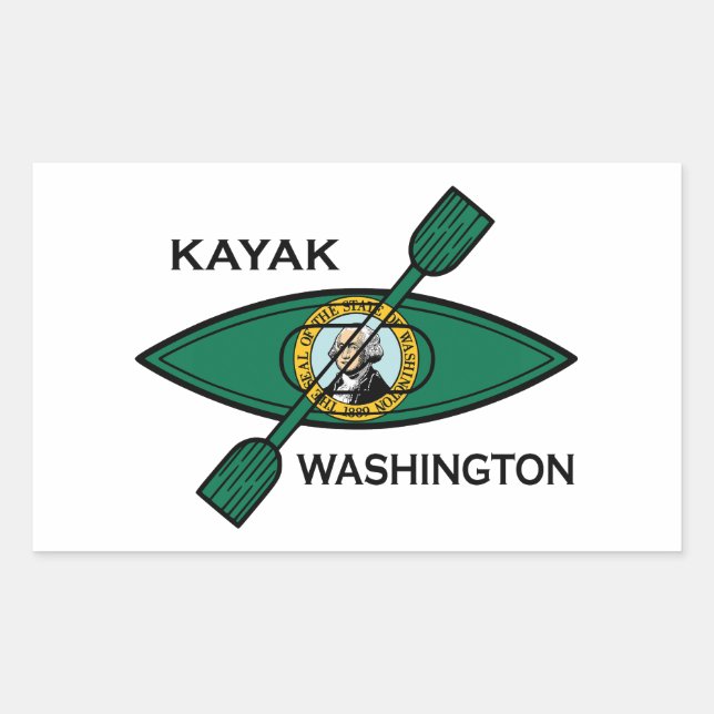 Kayak Washington State Flag Rectangular Sticker (Front)